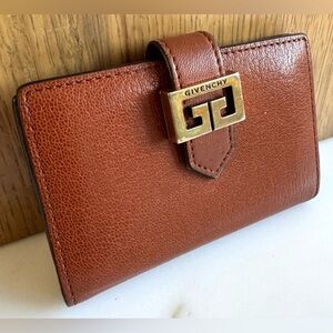 GIVENCHY Vintage 4G Logo Compact Card Holder Wallet Brown/ Cognac